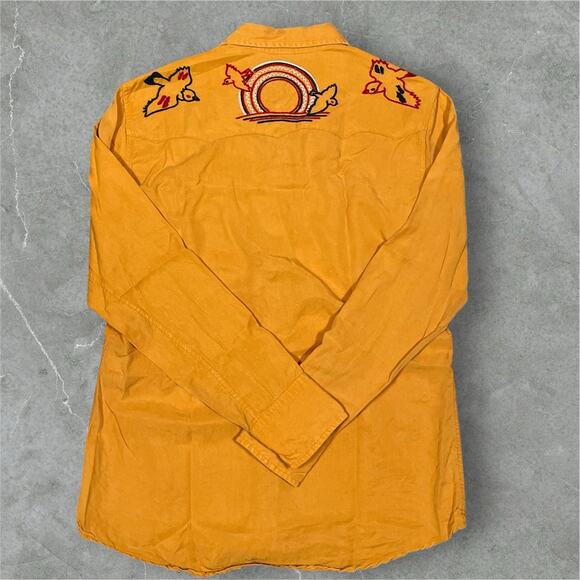 Levis Made & Crafted Sz 1 Small Rockabilly Embroidered Bird Snap Button Shirt - Picture 3 of 11